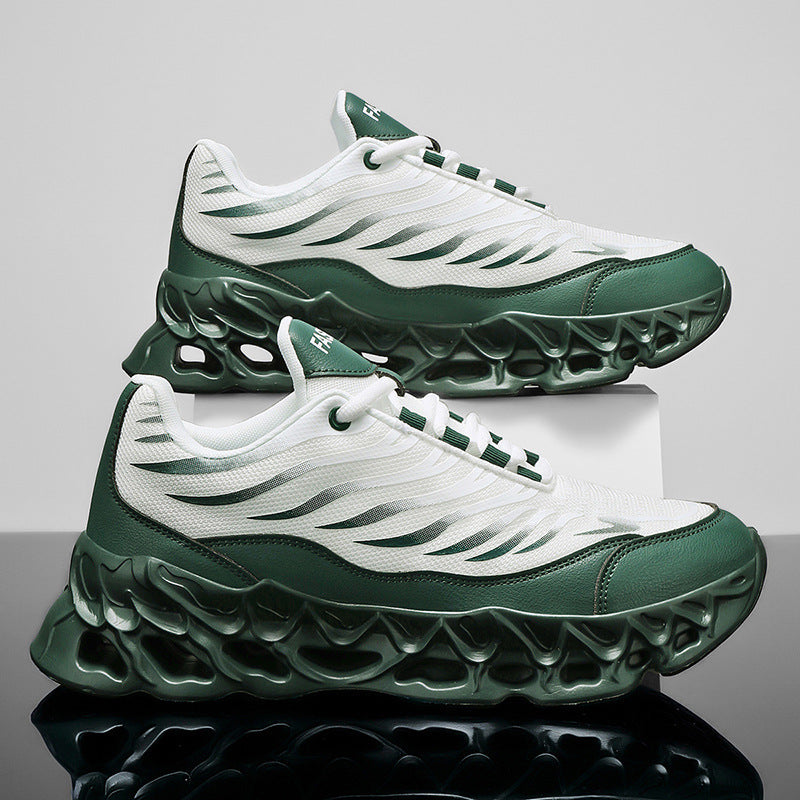 Męskie Sneakersy z Cholewką z Siatki i Grubą Podeszwą PU