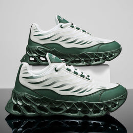 Męskie Sneakersy z Cholewką z Siatki i Grubą Podeszwą PU