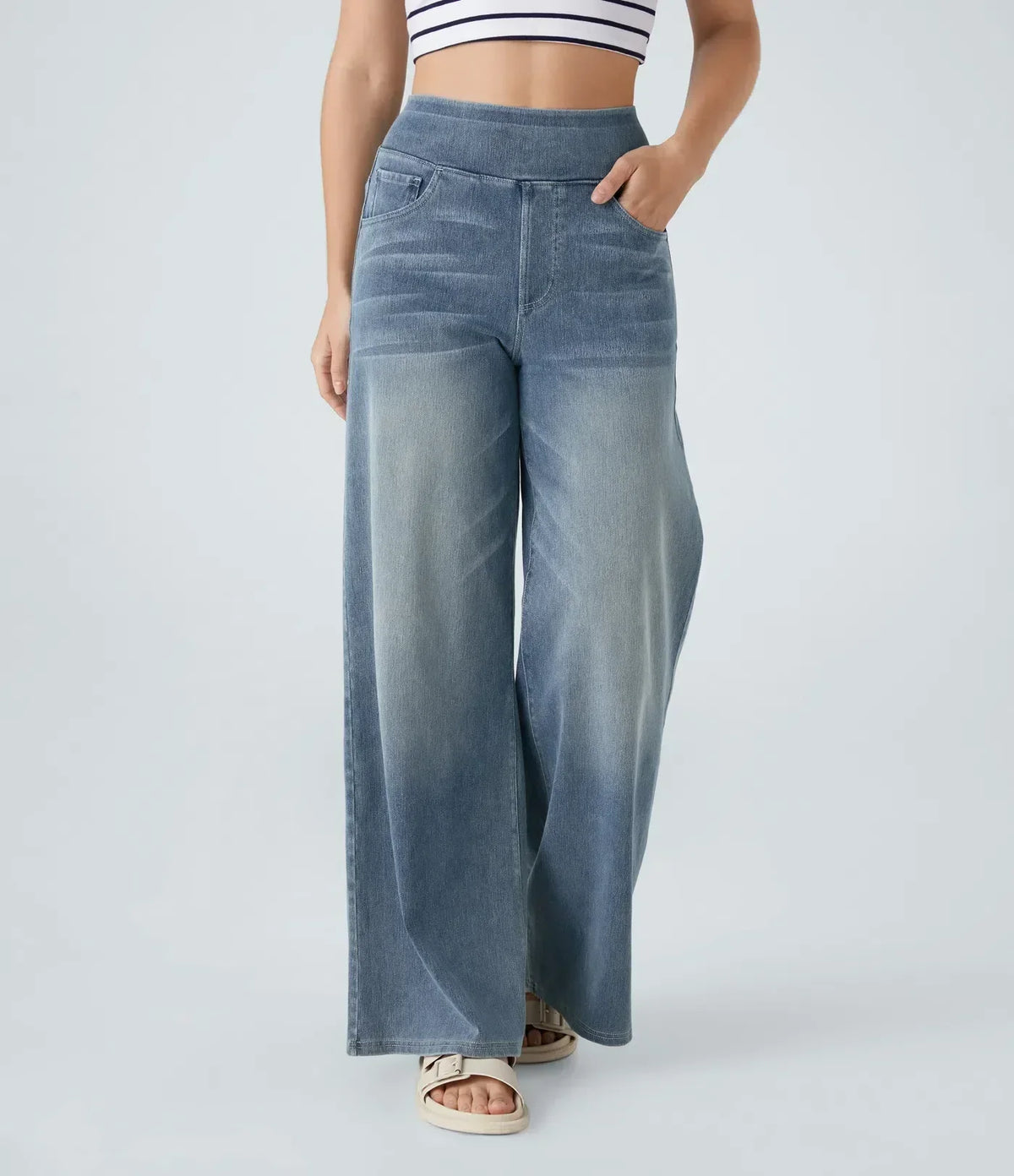 Damskie Spodnie Z Wysokim Stanem I Gumką