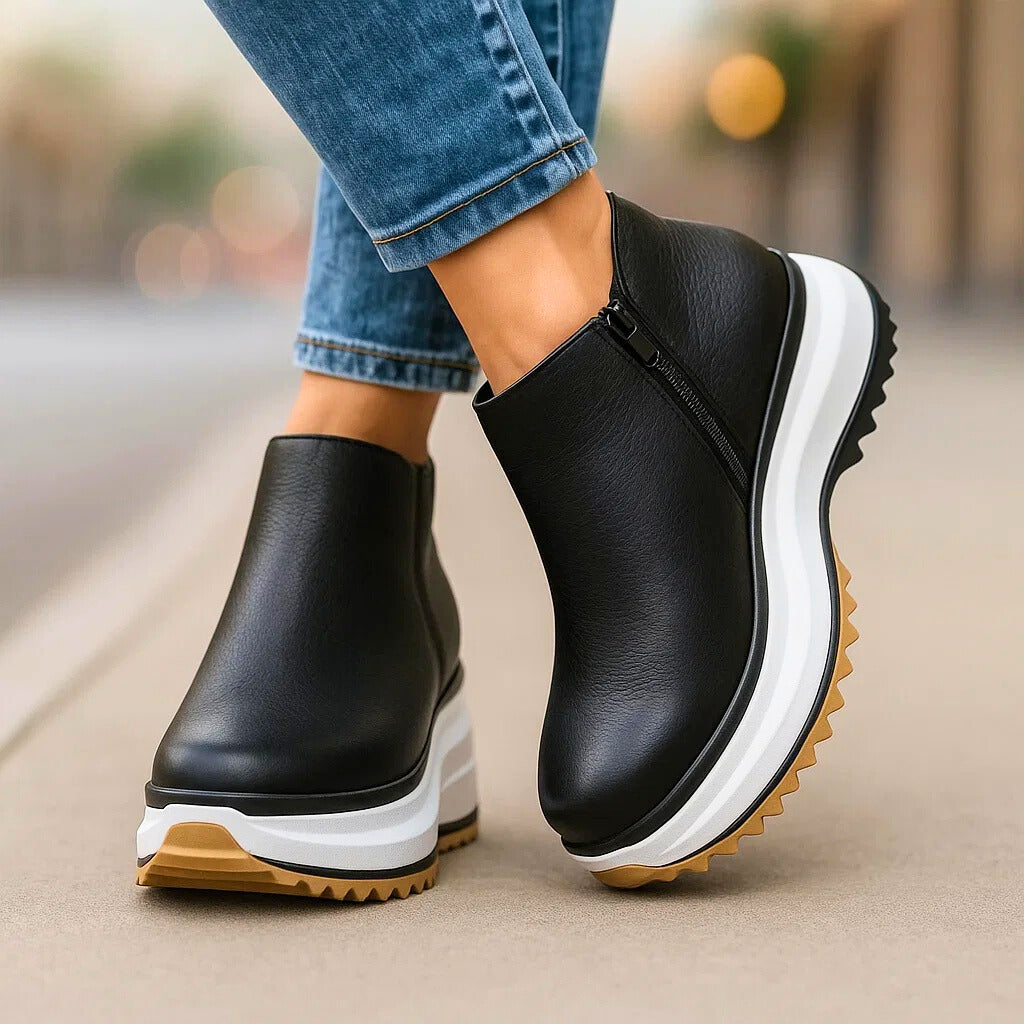 Damskie Buty Platformowe z Teksturowanym Wykończeniem i Zamkiem Boczny