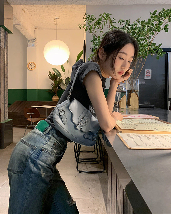 Damskie Jeansy z Mieszanki Denimu w Stylu Retro z Prostą Nogawką i Przetarciami