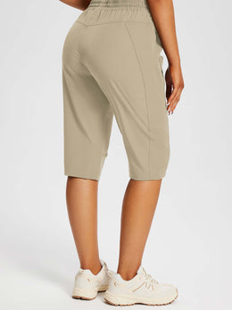 Damskie Spodnie Outdoor Capri z Kieszeniami i Regulowanym Pasem