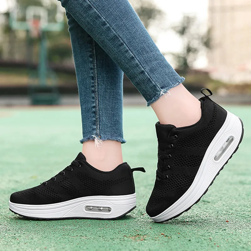 Damskie Sneakersy Z Żelową Wkładką Amortyzującą I Szeroką Podeszwą Wspierającą Stabilność