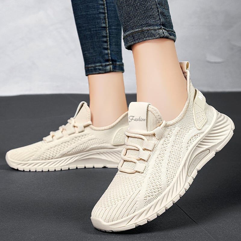 Damskie Sznurowane Buty Do Biegania Z Płaską Podeszwą Z Pvc I Cholewką Z Oddychającej Siateczki