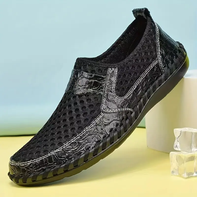 Męskie Buty Wsuwane z Siatki Szerokie Dopasowanie Antypoślizgowa Podeszwa z Amortyzacją