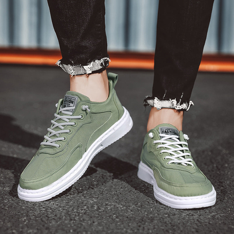 Męskie Letnie Sneakersy z Cholewką Canvas i Gumową Podeszwą Platformową