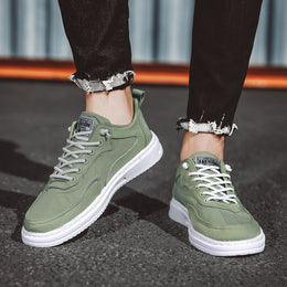 Męskie Letnie Sneakersy z Cholewką Canvas i Gumową Podeszwą Platformową
