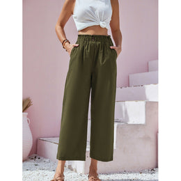 Damskie Spodnie Casual Z Wysokim Stanem I Prostymi Nogawkami – Styl Bawełniano-Lniany