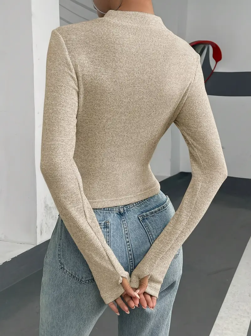 Damski Sweter Dzianinowy Slim Fit z Nieprzezroczystym Wykończeniem