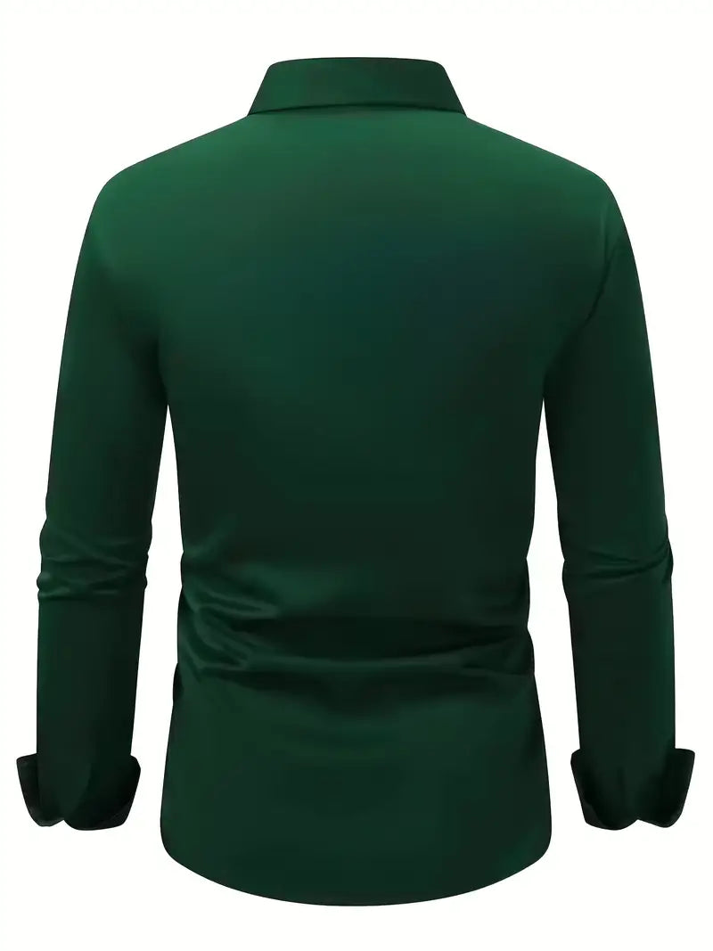 Męska Koszula Wizytowa Z Długim Rękawem, Slim Fit, Oddychający Materiał