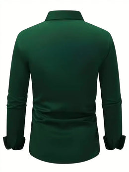 Męska Koszula Wizytowa Z Długim Rękawem, Slim Fit, Oddychający Materiał