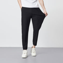 Meskie Letnie, Lodowo-Jedwabne, Chlodne, Cienkie, Skrocone, Zwezane Spodnie Ze Srednim Stanem I Dlugoscia Do Kostki, Ze Sciagaczem Micro Elastic