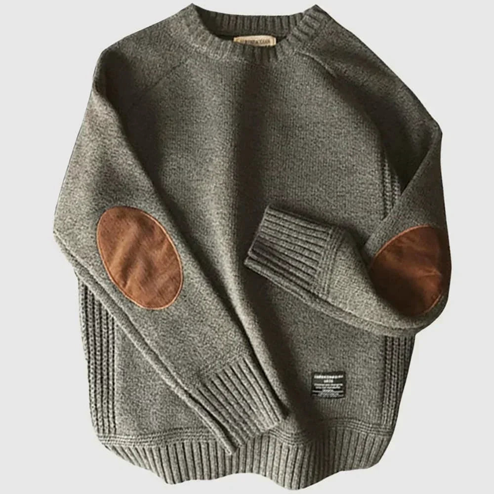 Męski Sweter Z Dzianiny Alpejskich Z Prążkowanym Kołnierzem I Wzorem