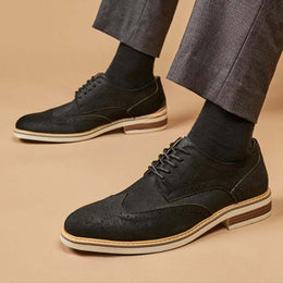 Męskie Buty Sznurowane z Wingtips i Ażurowymi Detalami (Brogue)