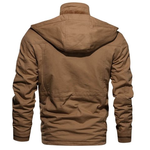 Kurtka męska z odpinanym kapturem i wieloma kieszeniami