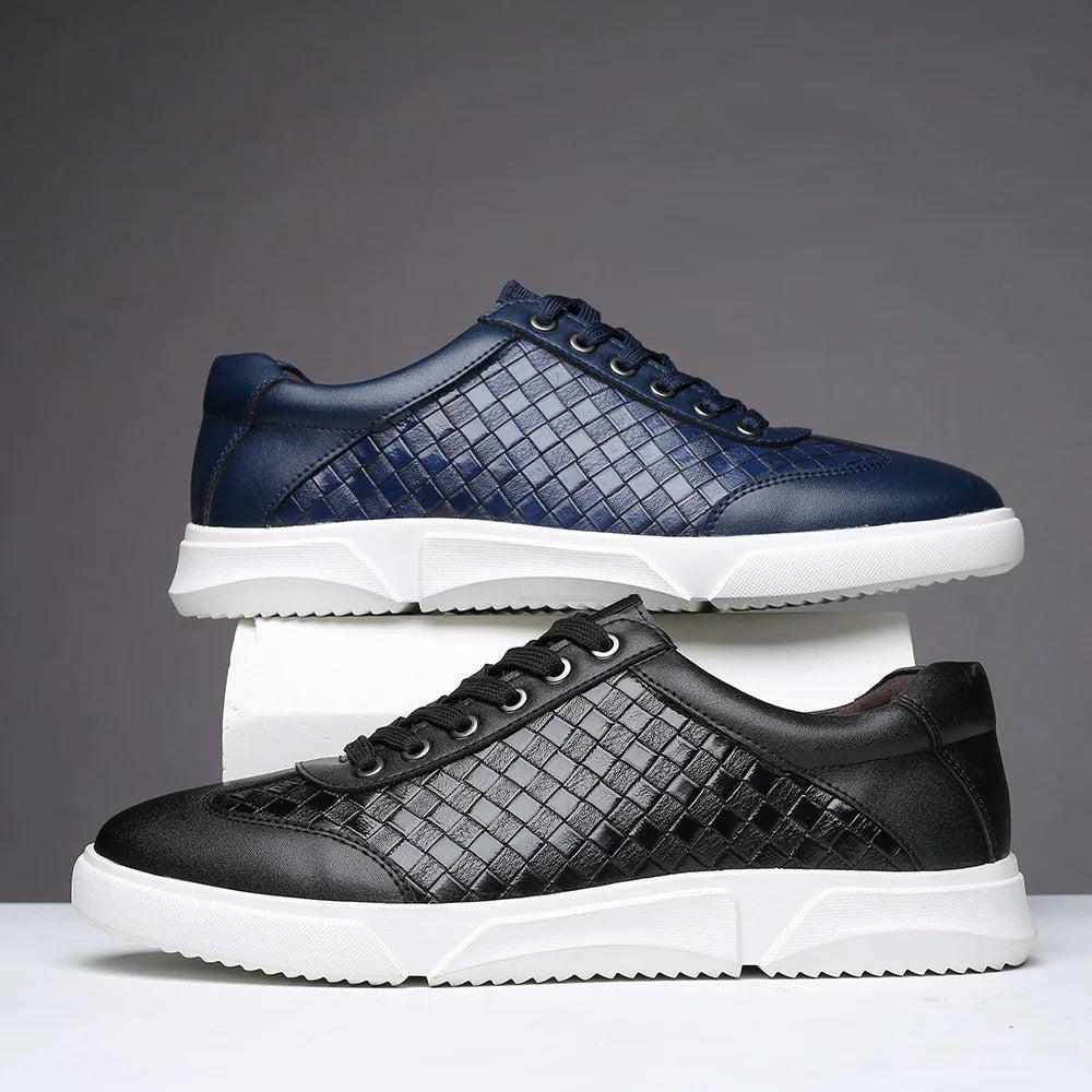 Męskie Sneakersy Wsuwane Wzór Kratki Amortyzowana Wkładka