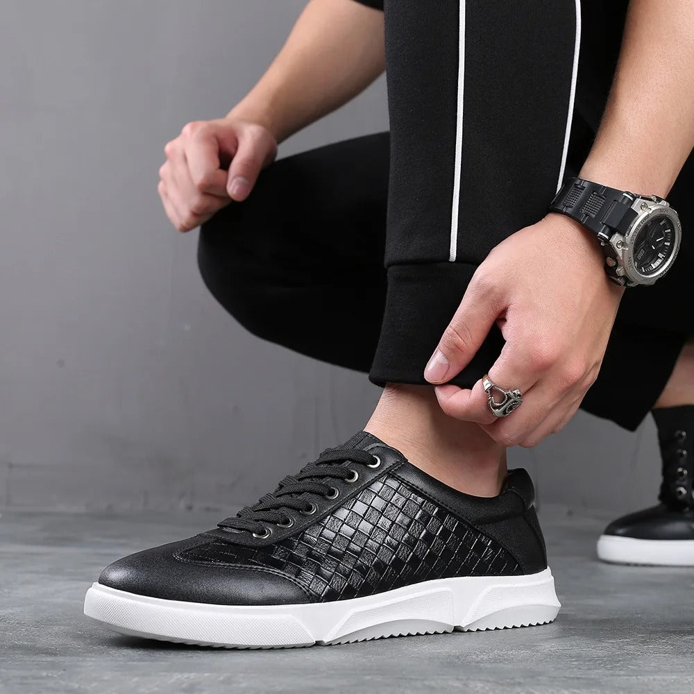 Męskie Sneakersy Wsuwane Wzór Kratki Amortyzowana Wkładka