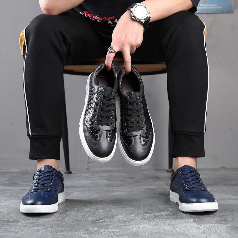 Męskie Sneakersy Wsuwane Wzór Kratki Amortyzowana Wkładka