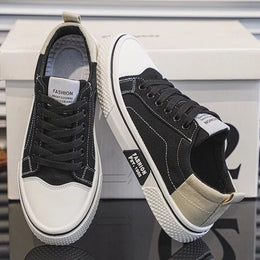 Męskie Sneakersy z Cholewką z Płótna i Gumową Podeszwą