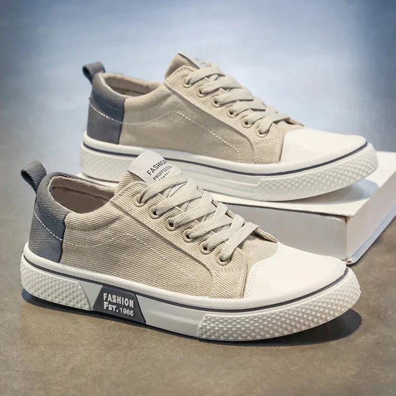 Męskie Sneakersy z Cholewką z Płótna i Gumową Podeszwą