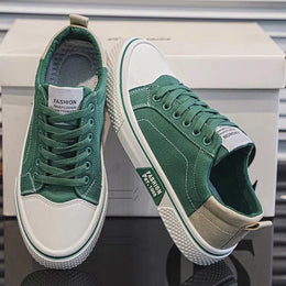 Męskie Sneakersy z Cholewką z Płótna i Gumową Podeszwą
