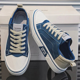 Męskie Sneakersy z Cholewką z Płótna i Gumową Podeszwą