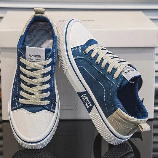Męskie Sneakersy z Cholewką z Płótna i Gumową Podeszwą