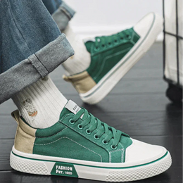 Męskie Sneakersy z Cholewką z Płótna i Gumową Podeszwą