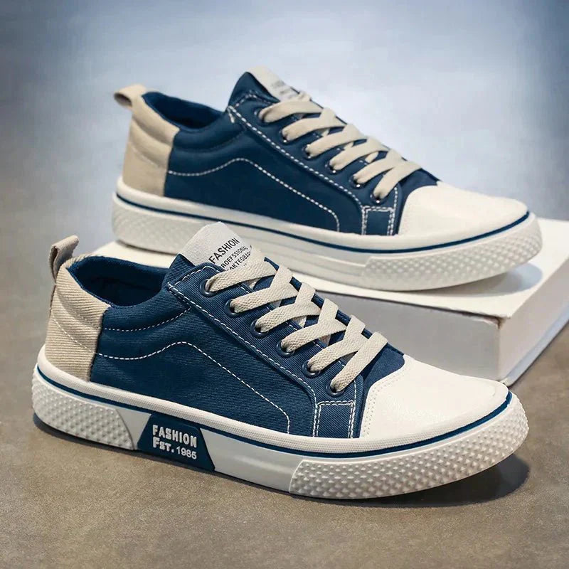 Męskie Sneakersy z Cholewką z Płótna i Gumową Podeszwą