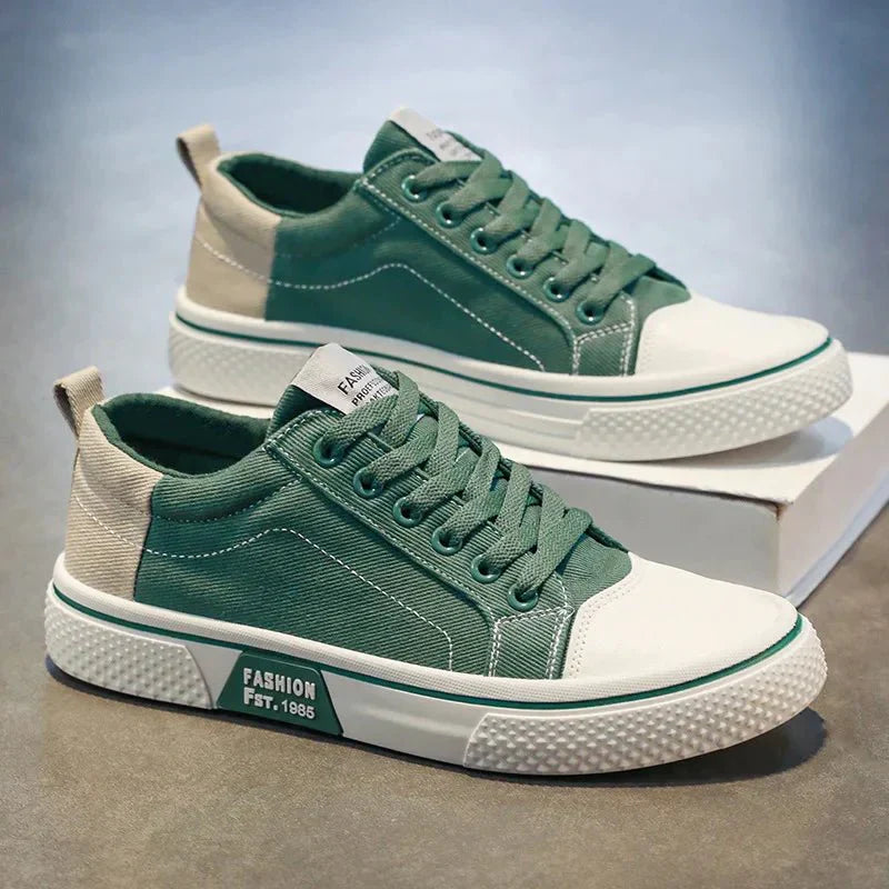 Męskie Sneakersy z Cholewką z Płótna i Gumową Podeszwą