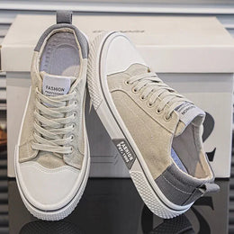 Męskie Sneakersy z Cholewką z Płótna i Gumową Podeszwą