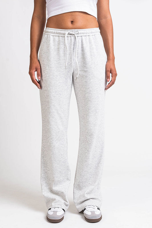 Damskie Spodnie Loungewear o Średnim Stanie, Prosta Nogawka, Elastyczny Pas z Wiązaniem