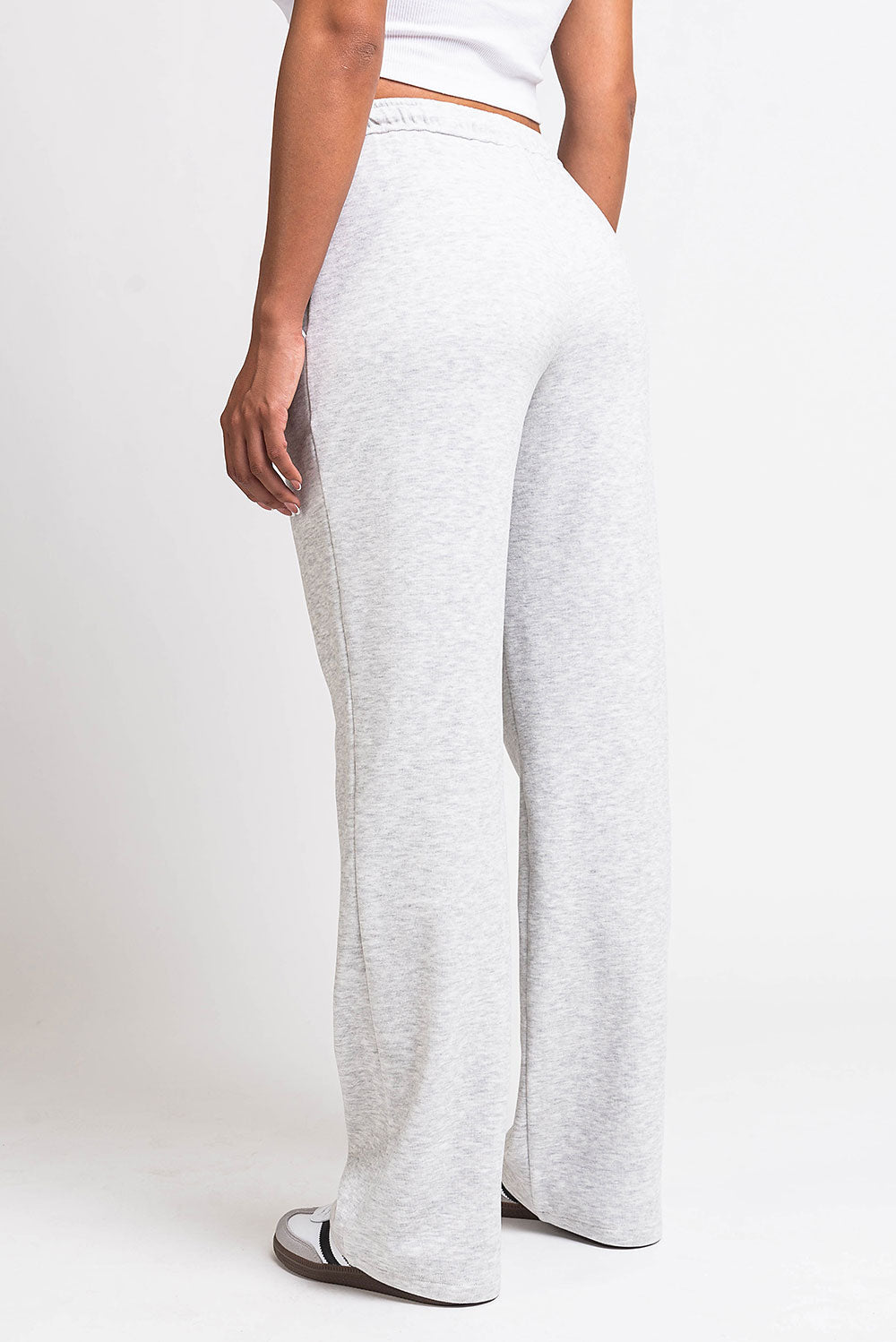 Damskie Spodnie Loungewear o Średnim Stanie, Prosta Nogawka, Elastyczny Pas z Wiązaniem