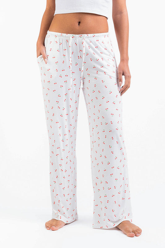 Damskie Spodnie Loungewear o Średnim Stanie, Szeroka Prosta Nogawka, Wiązanie w Pasie