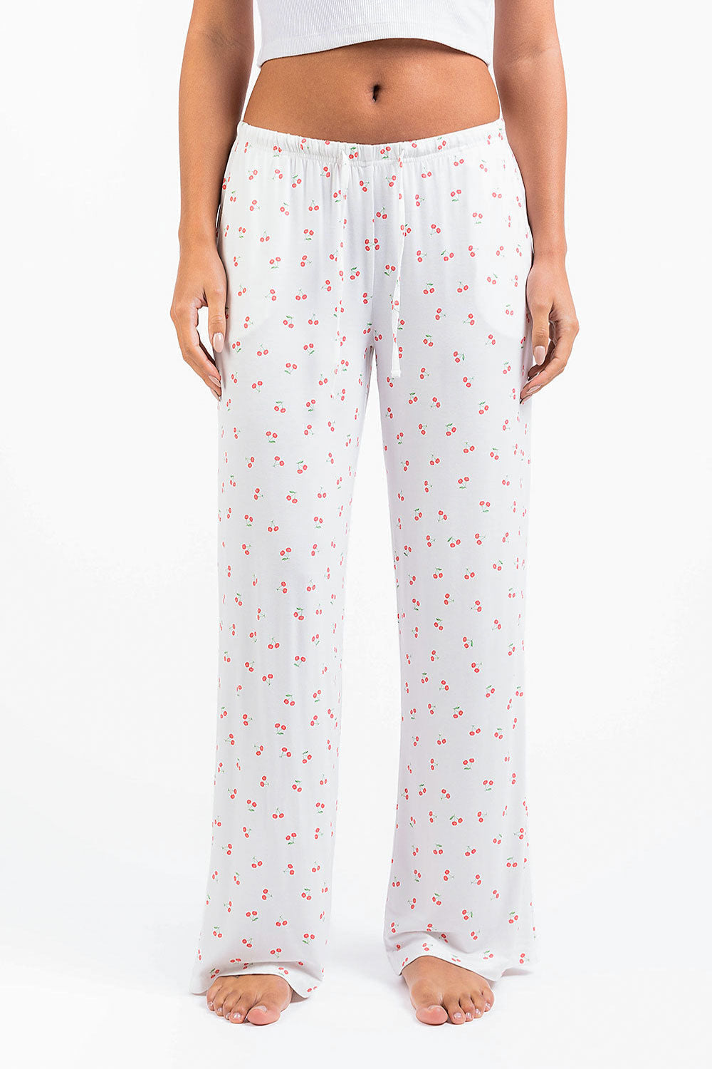 Damskie Spodnie Loungewear o Średnim Stanie, Szeroka Prosta Nogawka, Wiązanie w Pasie