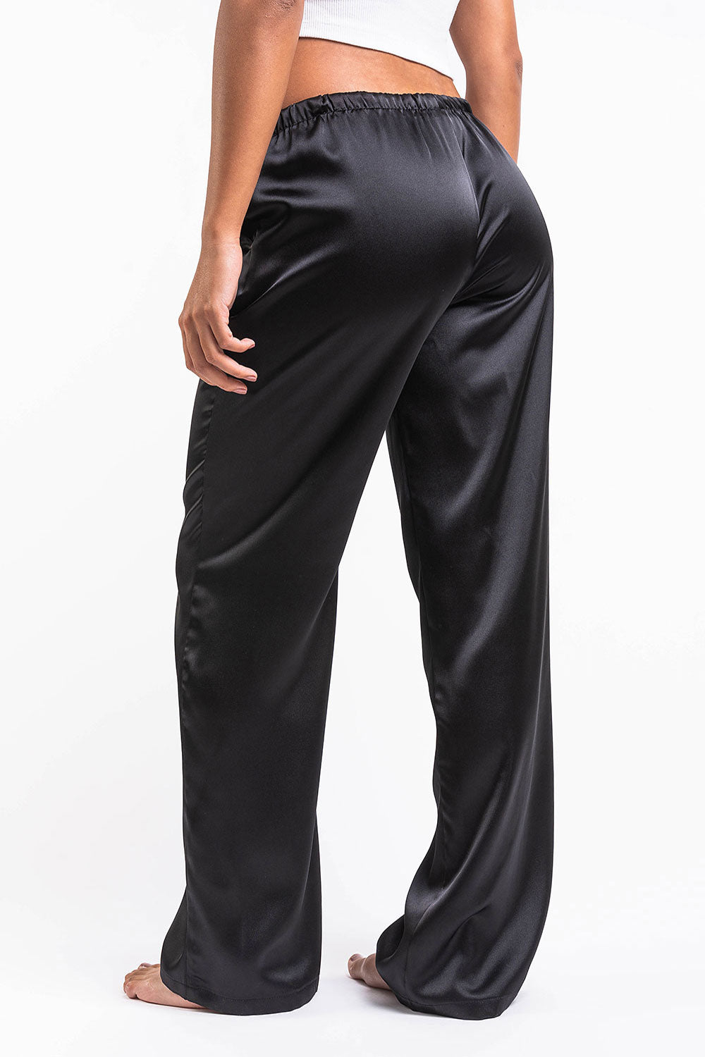 Damskie Spodnie Loungewear z Niskim Stanem, Prostą Nogawką i Elastycznym Pasem z Wiązaniem