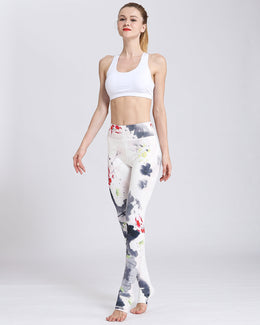 Damskie Legginsy Sportowe Z Wysokim Stanem I Nadrukiem Kwiatowym