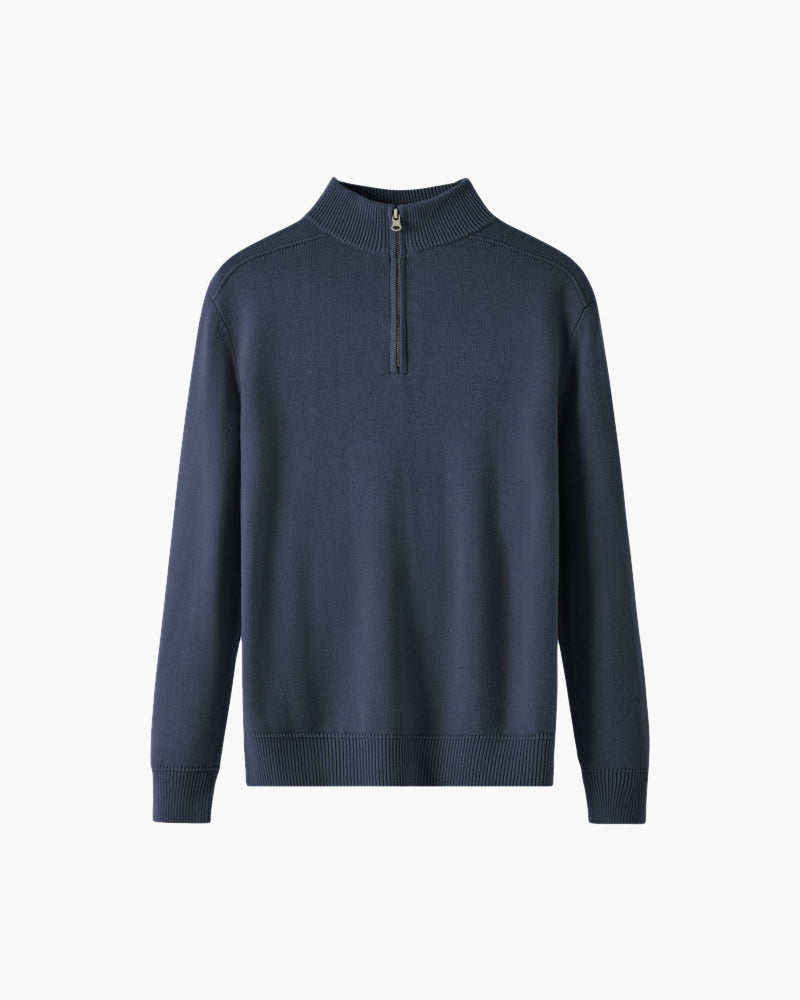 Męski Sweter Z Półzamkiem I Ściągaczami Na Końcu