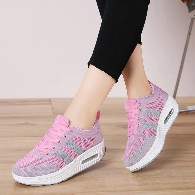 Damskie Sneakersy Z Żelową Wkładką Amortyzującą I Szeroką Podeszwą Wspierającą Stabilność