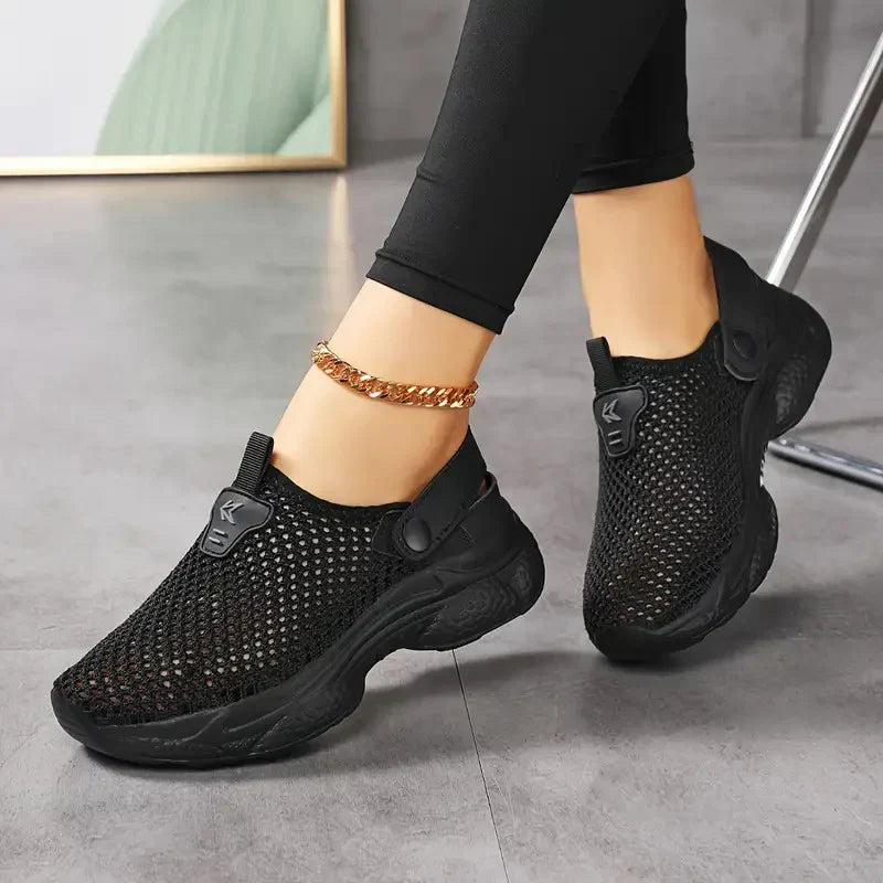 Damskie Letnie Tenisowki Z Siateczki, Regulowane, Oddychajace, Lekkie Buty Do Chodzenia