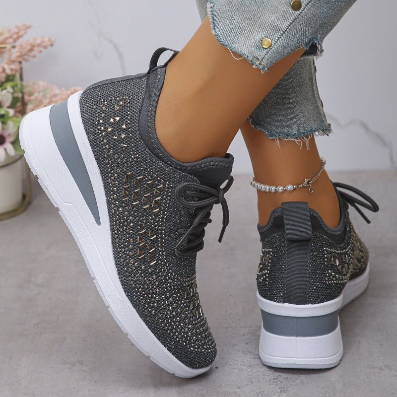 Damskie Sneakersy z Wsparciem Łuku Stopy i Ozdobami z Cyrkonii