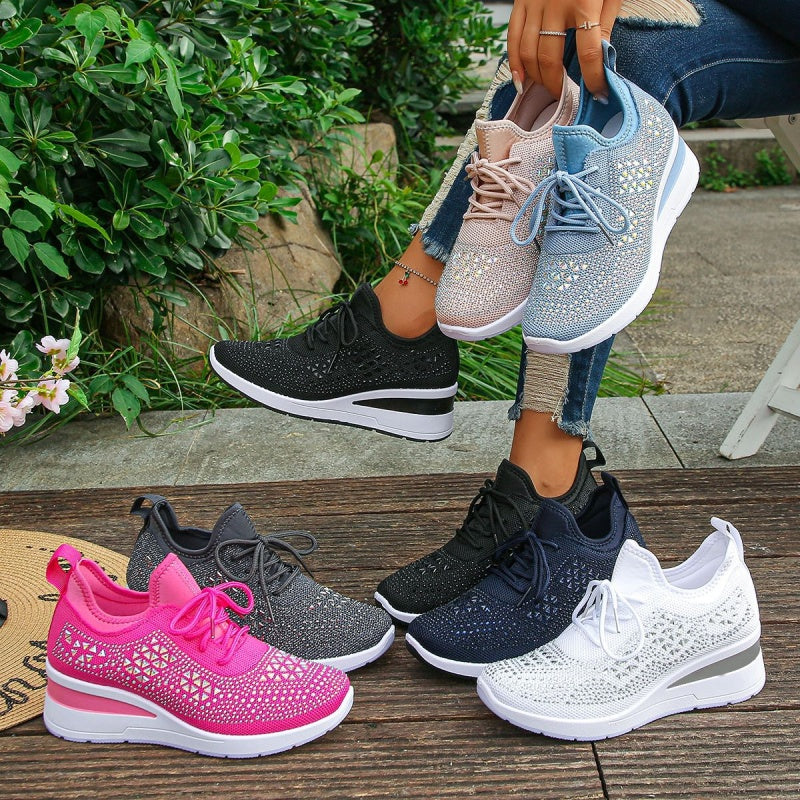 Damskie Sneakersy z Wsparciem Łuku Stopy i Ozdobami z Cyrkonii