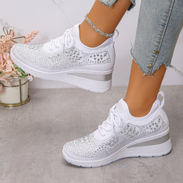 Damskie Sneakersy z Wsparciem Łuku Stopy i Ozdobami z Cyrkonii