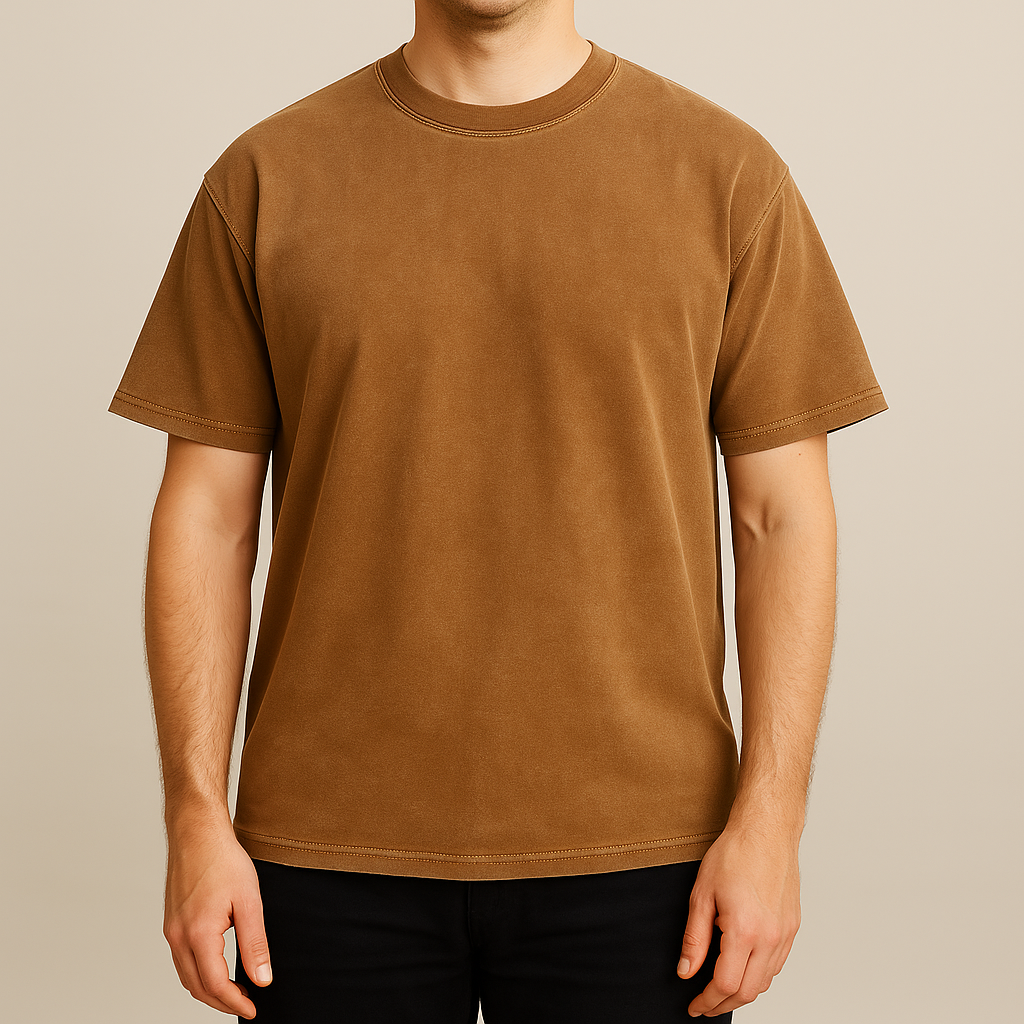 Meska Koszulka T-Shirt O Prostym Kroju Z Wykonczeniem W Stylu Vintage