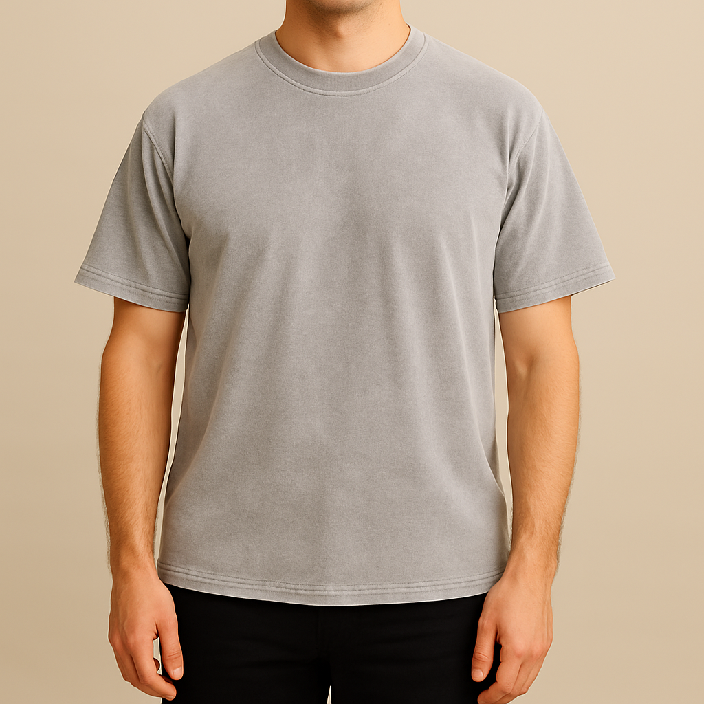 Meska Koszulka T-Shirt O Prostym Kroju Z Wykonczeniem W Stylu Vintage