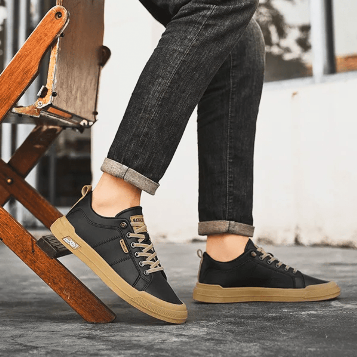 Męskie Sneakersy Niskie Lekkie z Wkładką Amortyzującą i Wzmocnionymi Szwami