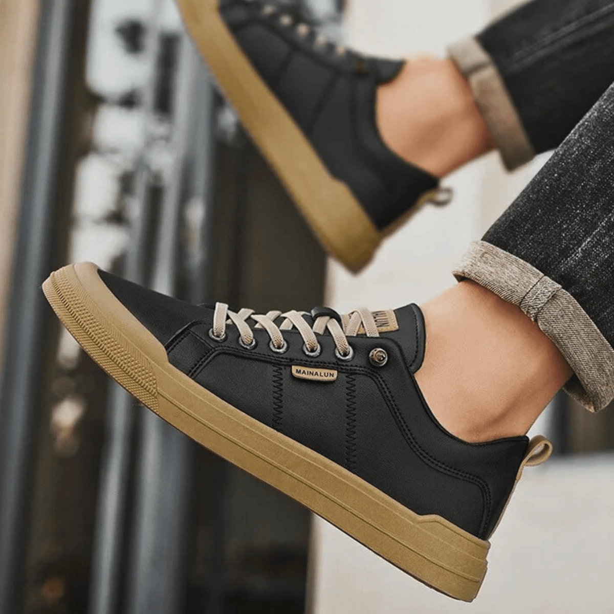 Męskie Sneakersy Niskie Lekkie z Wkładką Amortyzującą i Wzmocnionymi Szwami