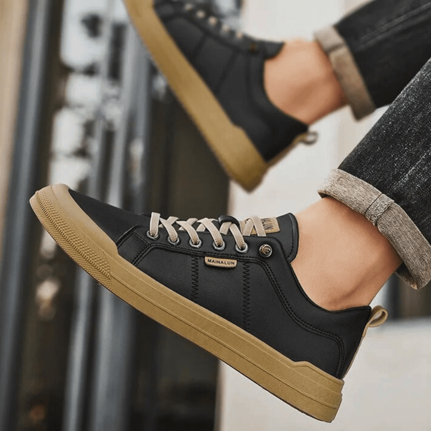 Męskie Sneakersy Niskie Lekkie z Wkładką Amortyzującą i Wzmocnionymi Szwami