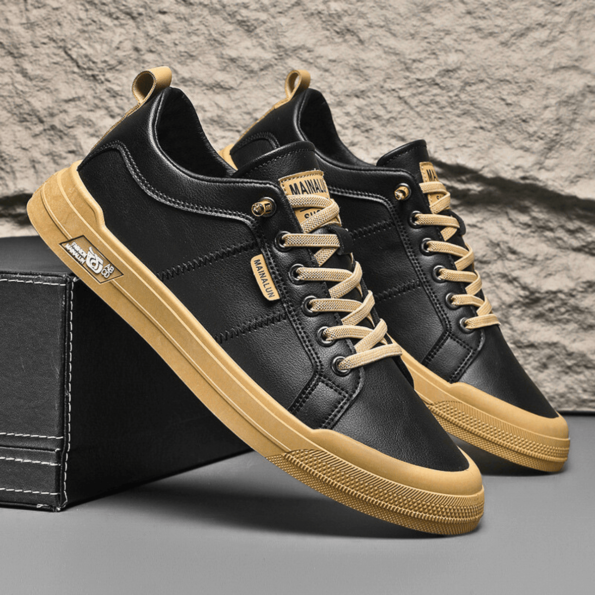 Męskie Sneakersy Niskie Lekkie z Wkładką Amortyzującą i Wzmocnionymi Szwami