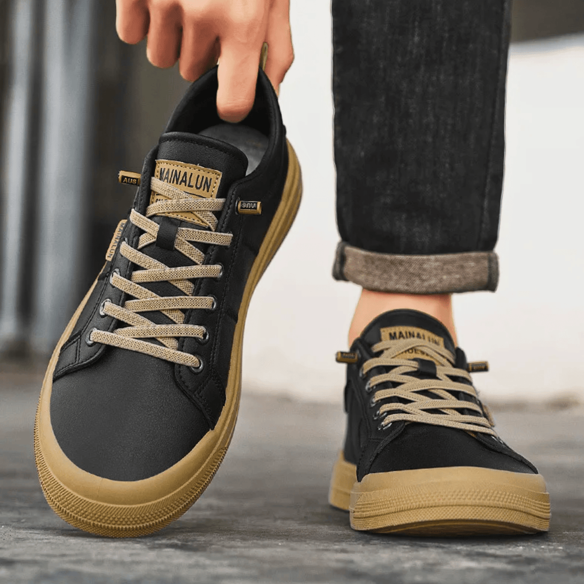 Męskie Sneakersy Niskie Lekkie z Wkładką Amortyzującą i Wzmocnionymi Szwami